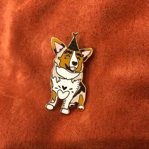 Birthday corgi dog enamel lapel pin